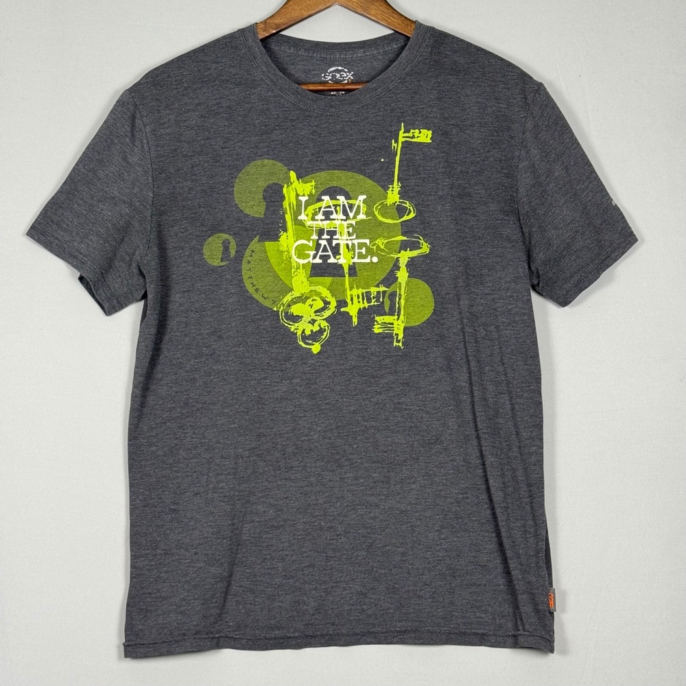 GOEX I Am The Gate Graphic Tee Mens Medium Gray Excellent Scripture T-ShirT